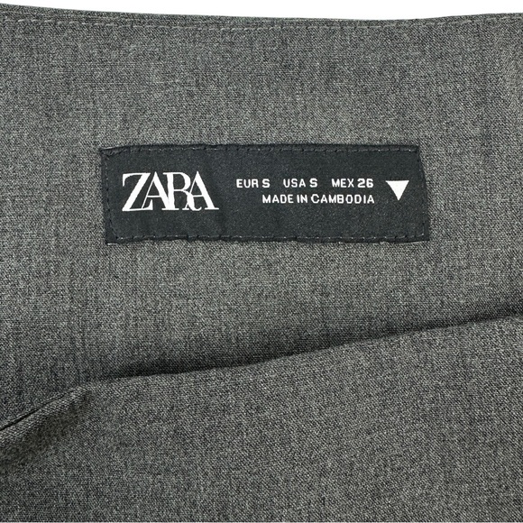 Zara Skater Skirt - Dark Gray Wide Pleat Belt Detail Pleated Mini Skirt sz S - Picture 6 of 8